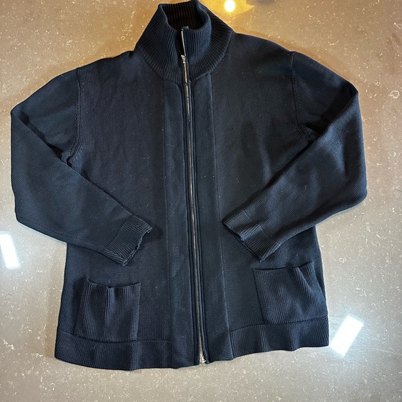 Black Full-Zip Sweater wool, designer Realta, handmade in Italy - Picture 1 of 1